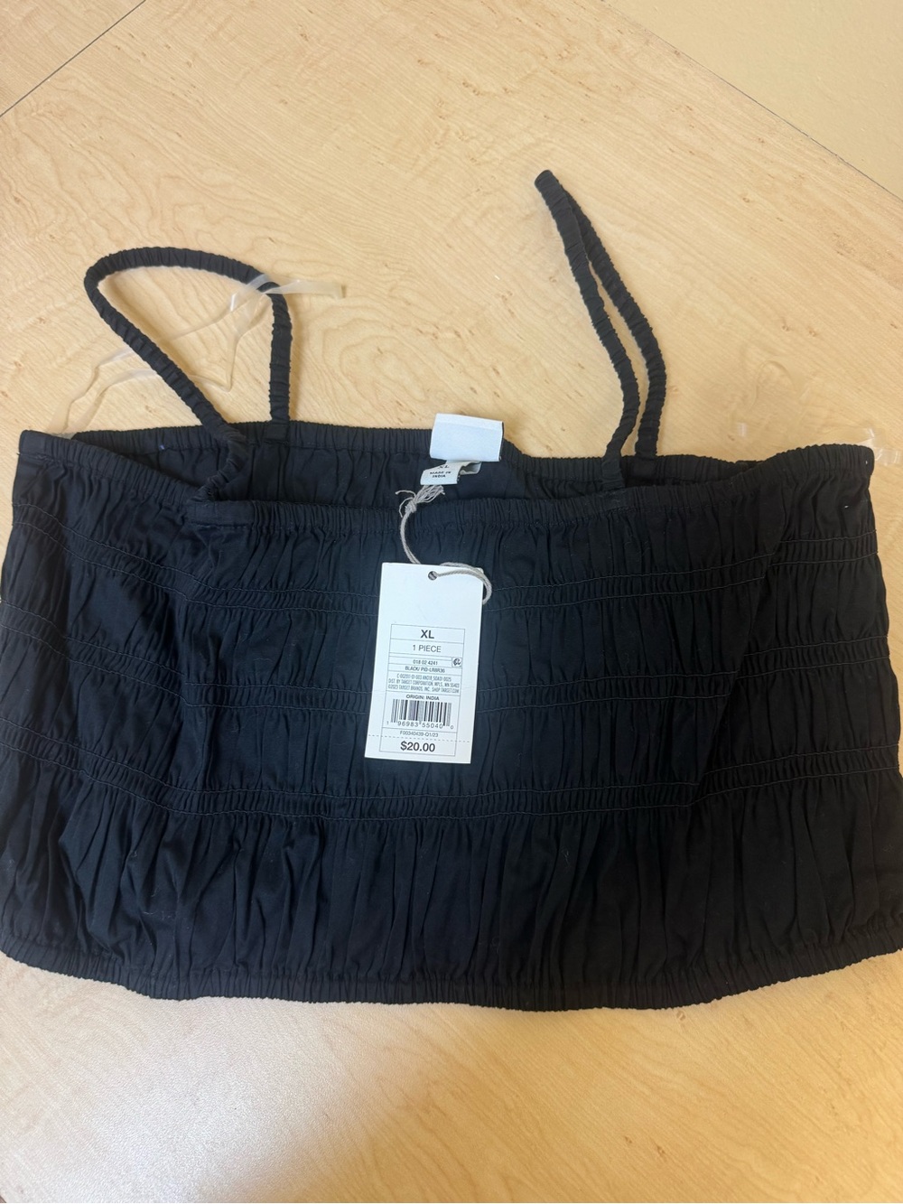 A New Day Women’s Black Smocked Strap Tube Top - XL